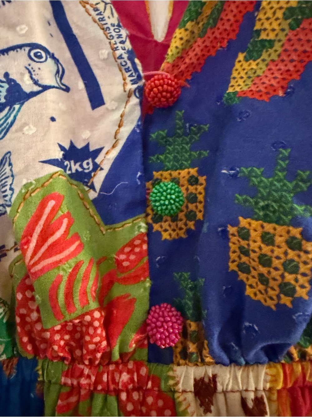 FARM Rio Sunny Print Patchwork V-Neck Mini Dress - Picture 4 of 8